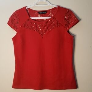 Dorothy Perkins Red Top with Lace & Sequin